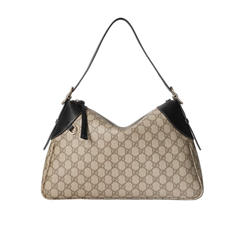 GUCCI GG EMBLEM LARGE SHOULDER BAG BEIGE AND DARK BROWN 31CM ‎815217 FAD6L 9741