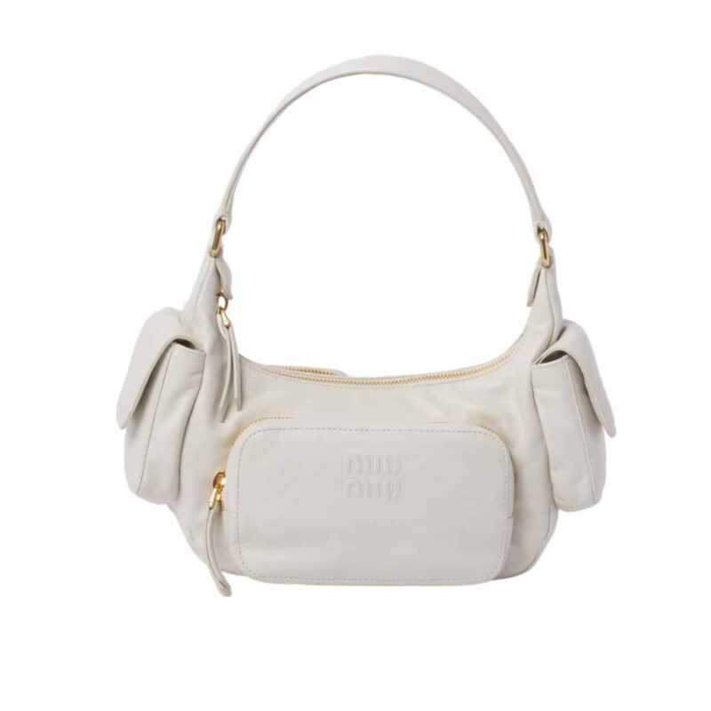 MIUMIU NAPPA POCKET BAG WHITE 20CM  5BC146 2F8N F0009 V OOO