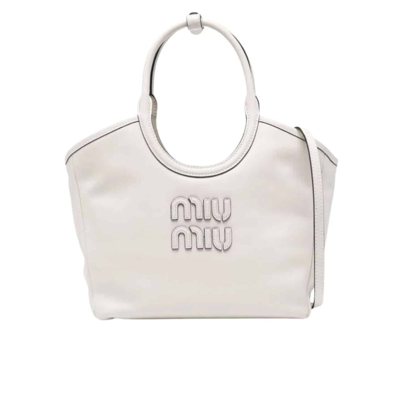 MIUMIU IVY LEATHER TOTE BAG WHITE 23CM