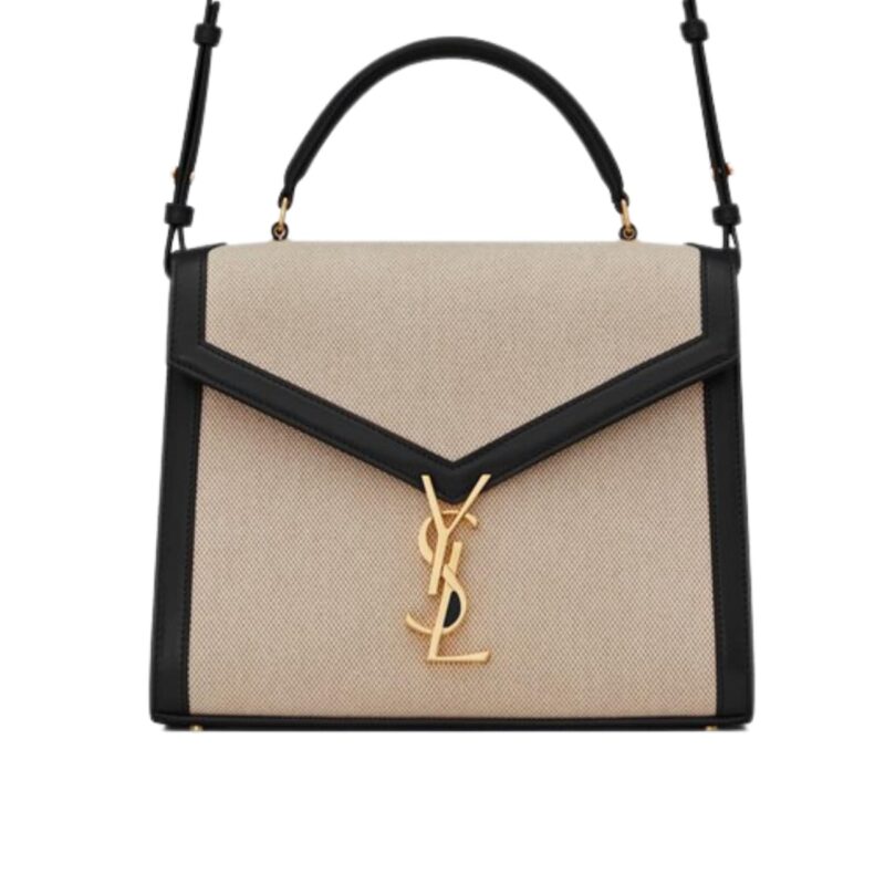 SAINT LAURENT CASSANDRA MEDIUM TOP HANDLE BAG IN CANVAS 25CM