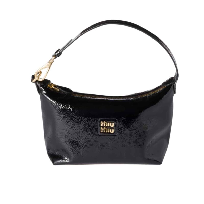 MIUMIU NAPLAK PATENT POUCH BLACK 18CM 5NE841 ADNT F0002