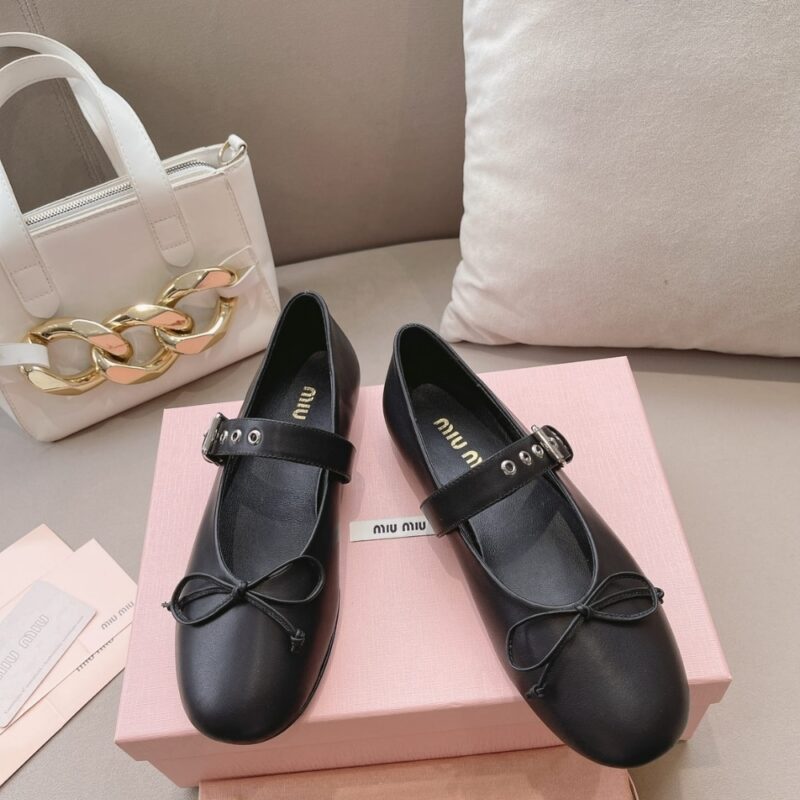 Alternative view of MIUMIU LEATHER BALLERINAS IN BLACK 5F210E 070 F0002 F 005
