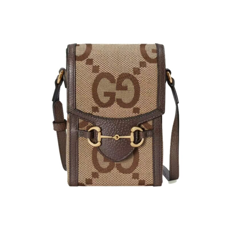 GUCCI 1955 HORSEBIT JUMBO GG MINI BROWN 11CM
