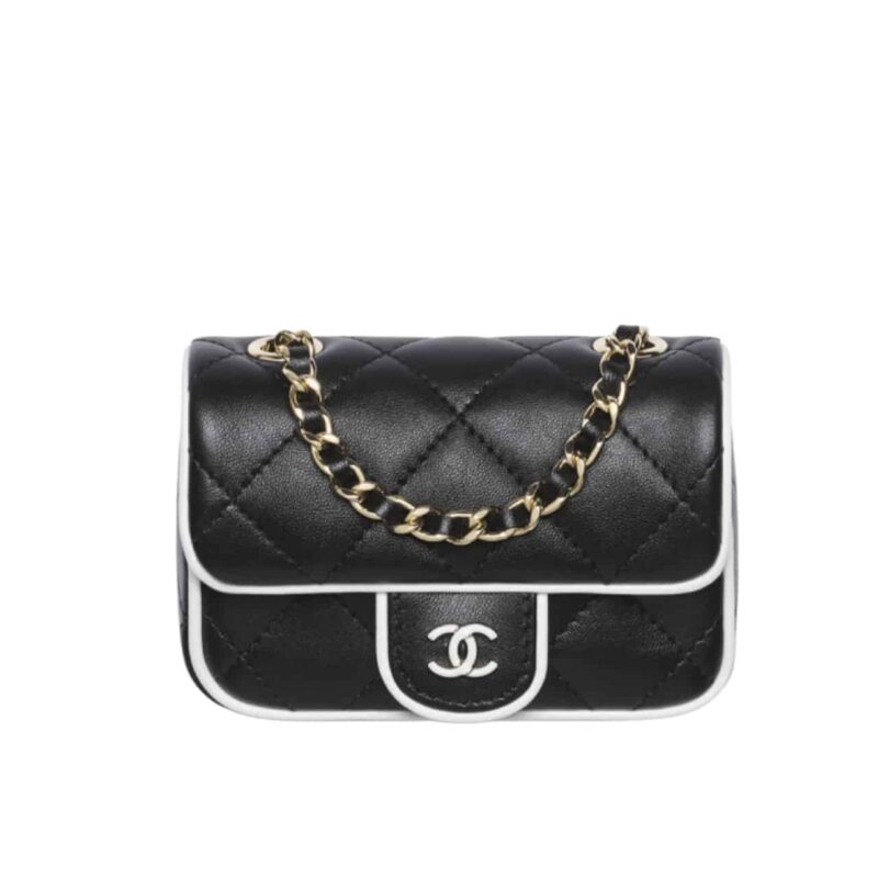 CHANEL CLUTCH WITH CHAIN BLACK AND WHITE 18CM  AP4512 B19460 NAFJO