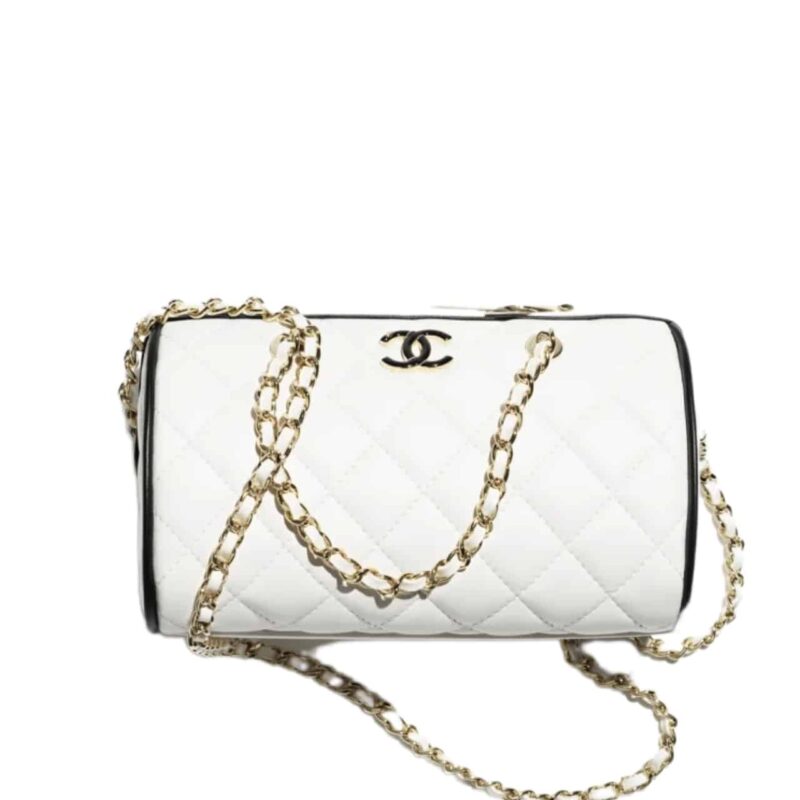 CHANEL CLUTCH WITH CHAIN WHITE AND BLACK 18CM  AP4515 B19460 NAFJQ