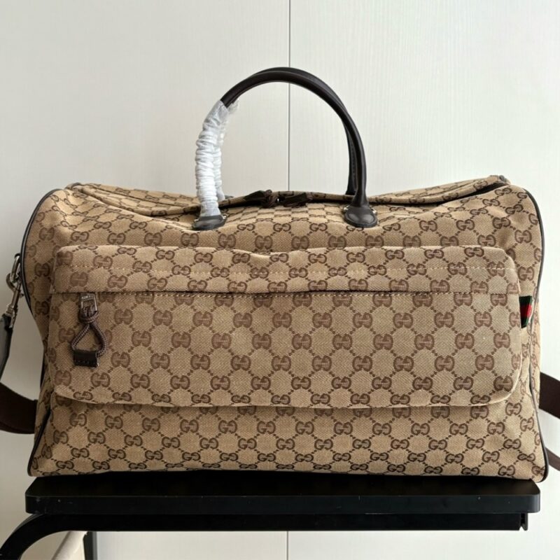 Alternative view of GUCCI MEDIUM GG DUFFLE BAG BEIGE AND DARK BROWN 45CM ‎800185 FADUJ 9854
