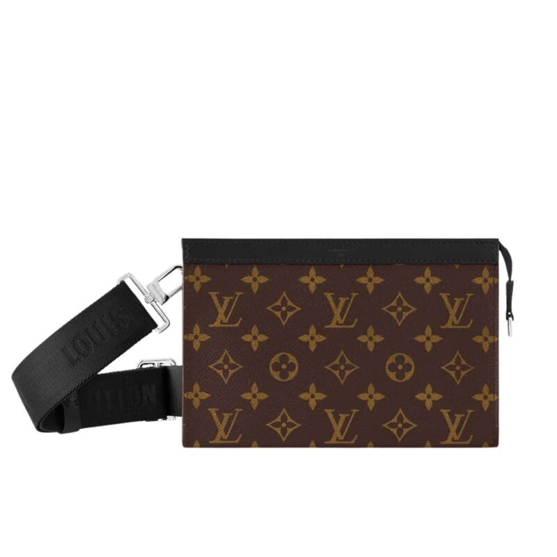 LOUIS VUITTON GASTON WEARABLE WALLET MONOGRAM MACASSAR COATED CANVAS BROWN 18CM M14036