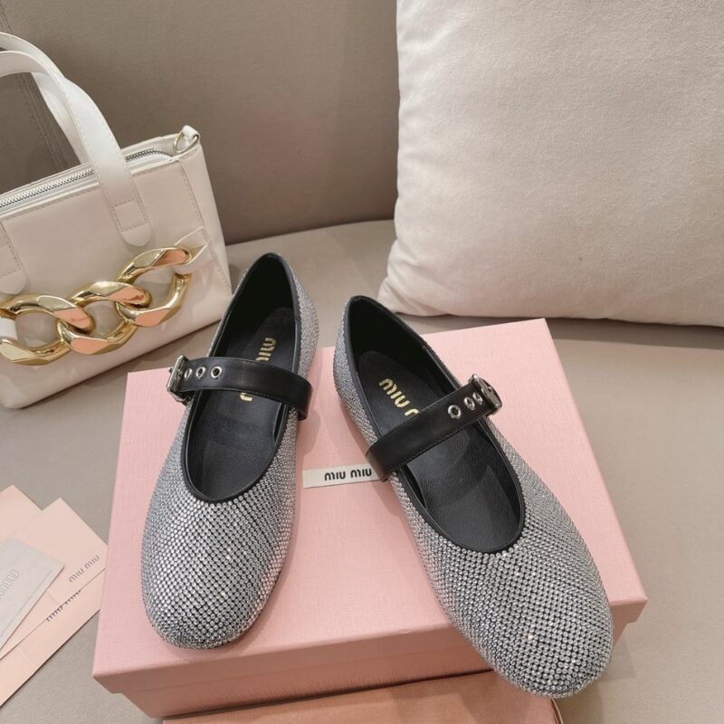 Alternative view of MIUMIU SATIN BALLERINAS WITH CRYSTALS BLACK 5F209E 2AWL F0002 F 005