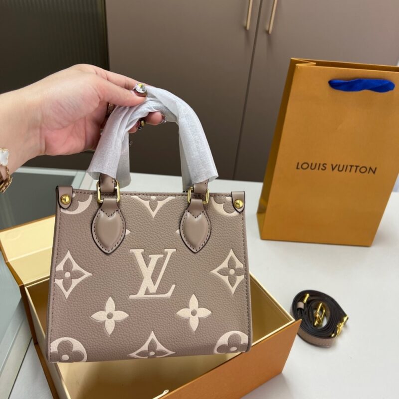 Alternative view of LOUIS VUITTON ONTHEGO BB BICOLOR MONOGRAM EMPREINTE DOVE GRAY AND CREAM 18CM M47054