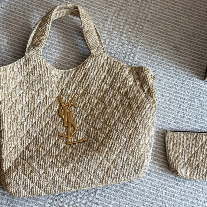 Alternative view of SAINT LAURENT RAFFIA MAXI TOTE BAG BEIGE 40CM