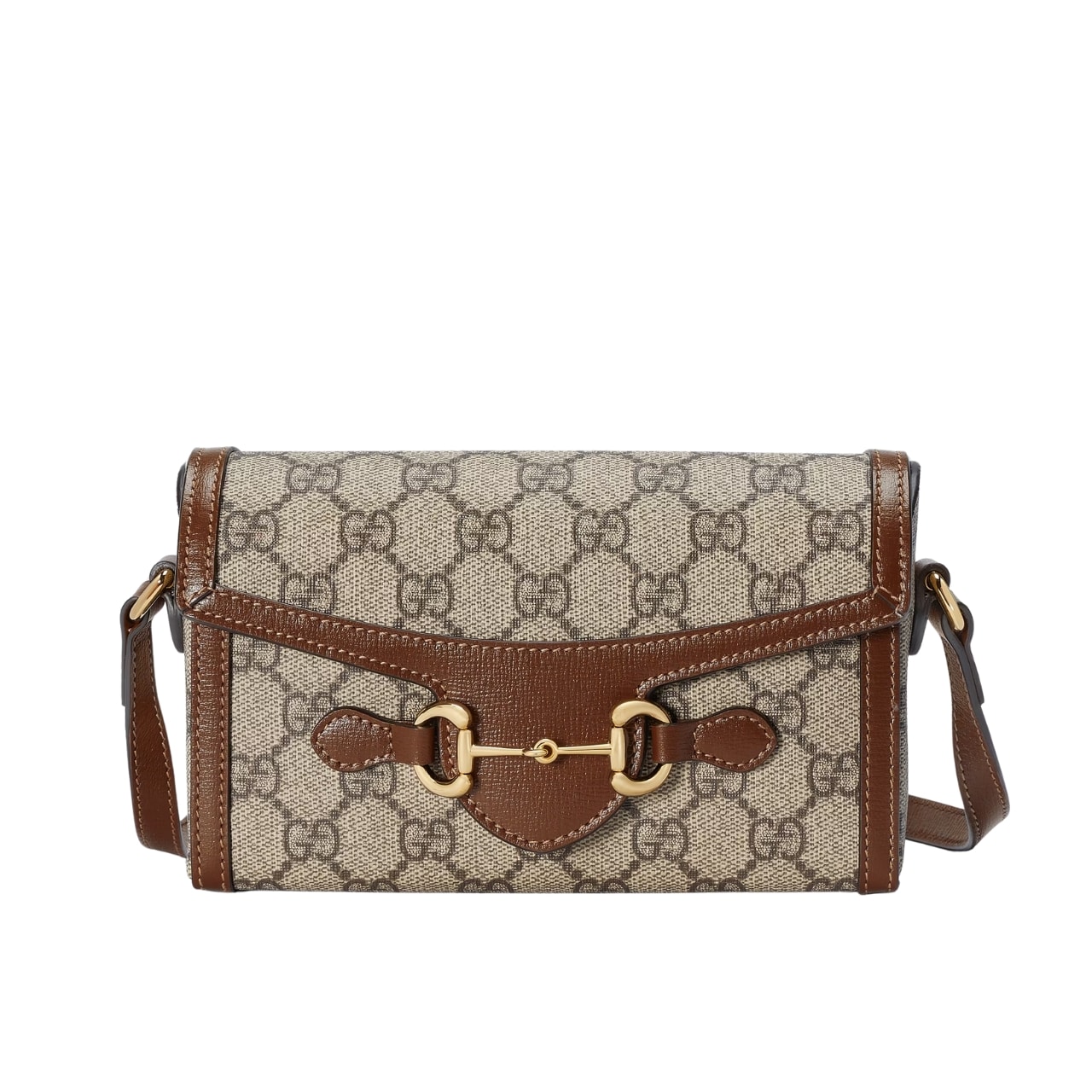 GUCCI HORSEBIT 1955 MINI BAG BEIGE AND DARK BROWN GG SUPREME 18CM 699296 92TCG 8563