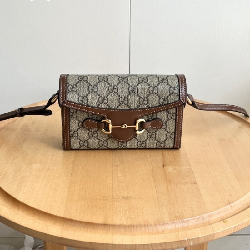 Alternative view of GUCCI HORSEBIT 1955 MINI BAG ‎BEIGE AND DARK BROWN GG SUPREME 18CM ‎699296 92TCG 8563
