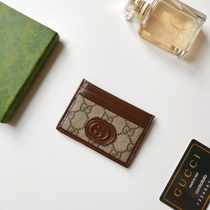 Alternative view of GUCCI INTERLOCKING G SLIM CARDHOLDER BROWN 10CM