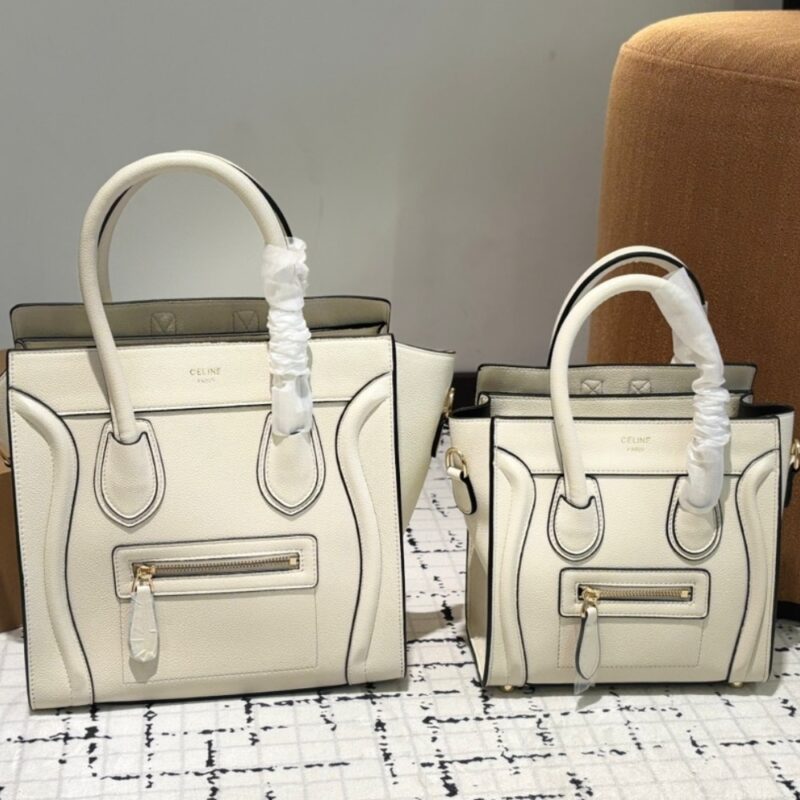 Alternative view of CELINE NANO LUGGAGE BAG IN DRUMMED WHITE 26CM