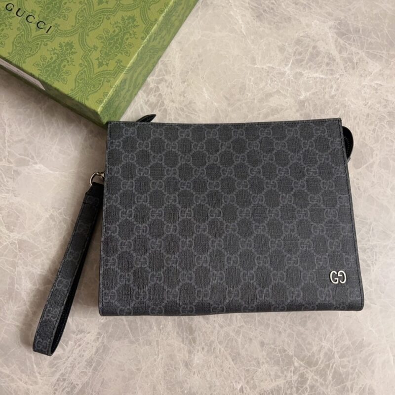 Alternative view of GUCCI GG POUCH WITH GREY TRIM BLACK 18CM 768255 FACQC 1048