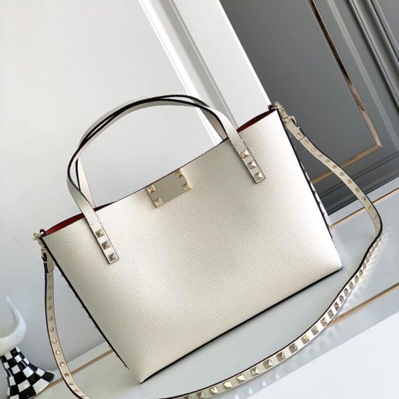 Alternative view of VALENTINO GARAVANI ROCKSTUD SMALL TOTE BAG WHITE 28CM