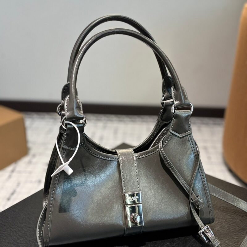 Alternative view of PRADA MEDIUM LEATHER TOTE BAG GREY 27CM