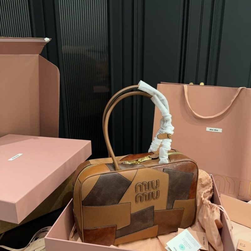 Alternative view of MIUMIU PATCHWORK BEAU BAG COGNAC 34CM 5BB117 2CRV F0046 V MLN