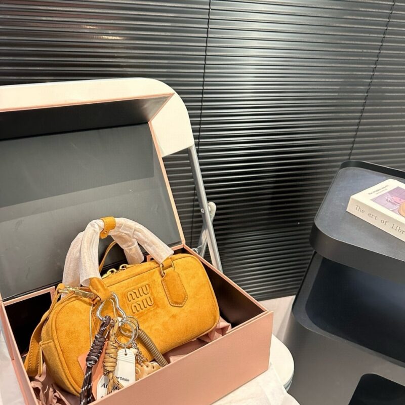 Alternative view of MIUMIU ARCADIE PADDED SUEDE TOP HANDLE BAG WHISKEY 23CM 5BB142 2CS4 F0R55 V OON