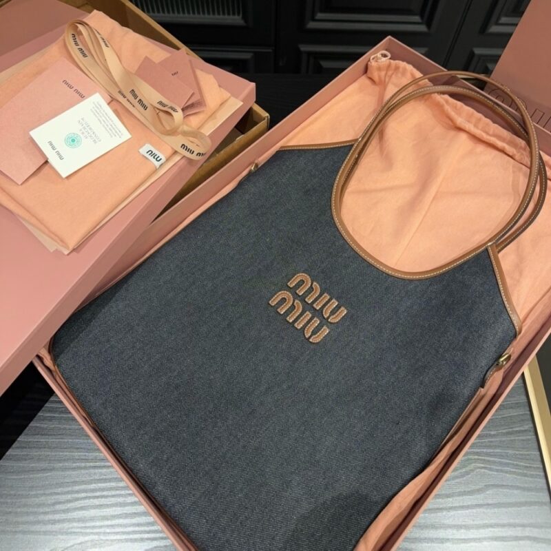 Alternative view of MIUMIU IVY DENIM BAG BLUE AND BRANDY 35CM