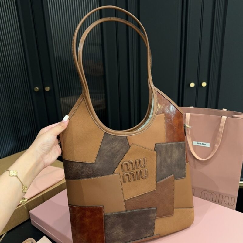 Alternative view of MIUMIU IVY PATCHWORK BAG COGNAC 35CM 5BG231 2CRI F0046 V MLN