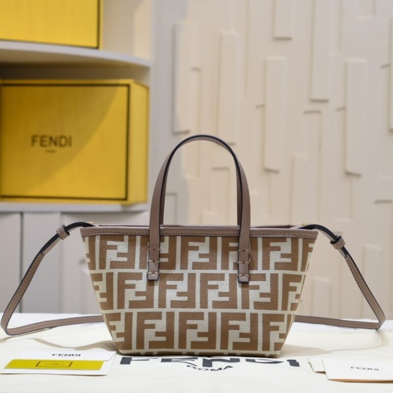 Alternative view of FENDI ROLL MINI FF JACQUARD MINI BAG BROWN 23CM