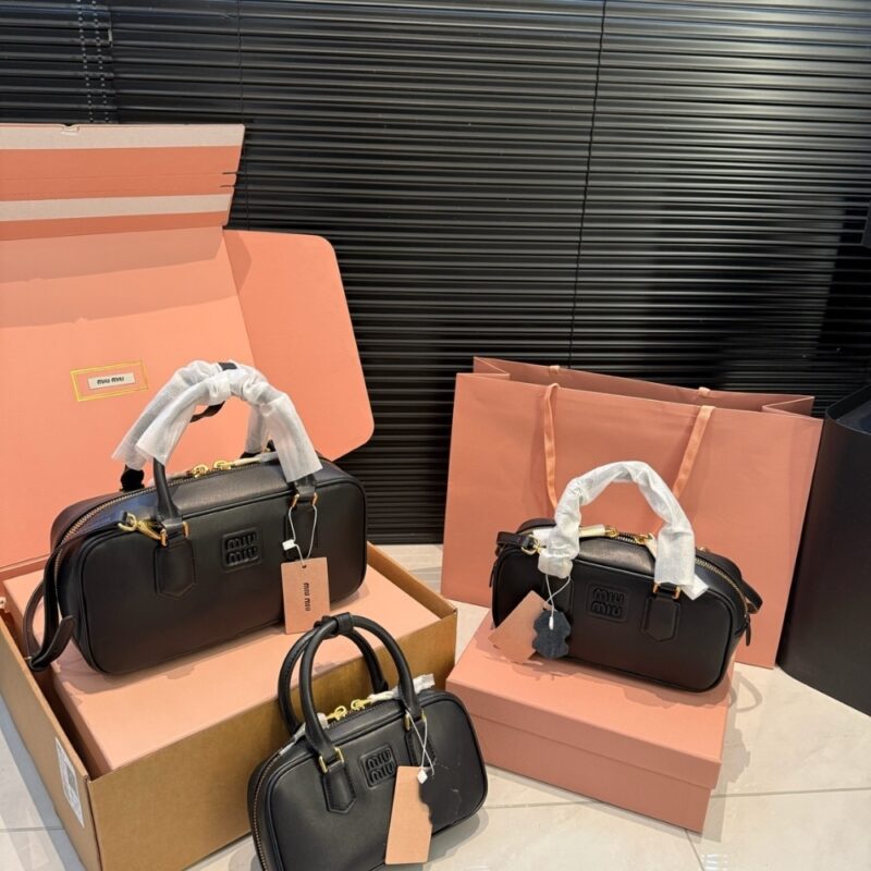Alternative view of MIUMIU ARCADIE BAG BLACK 23CM 5BB142 2CR3 F0002 V OON