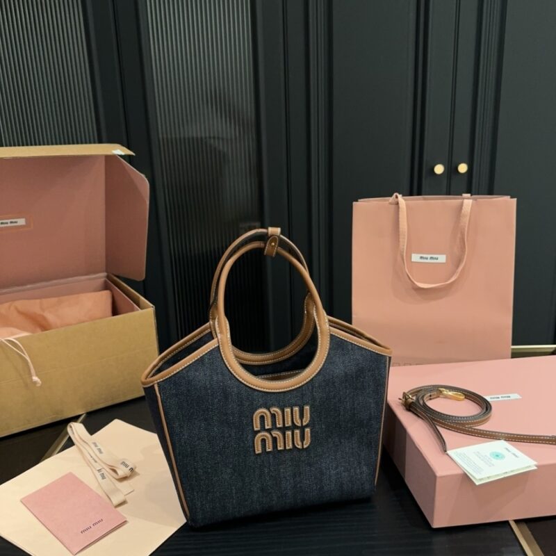 Alternative view of MIUMIU IVY DENIM BAG BLUE BRANDY 22CM