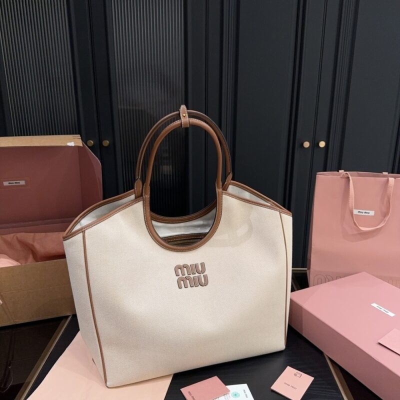 Alternative view of MIUMIU IVY TOTE BAG BEIGE AND BRANDY 38CM