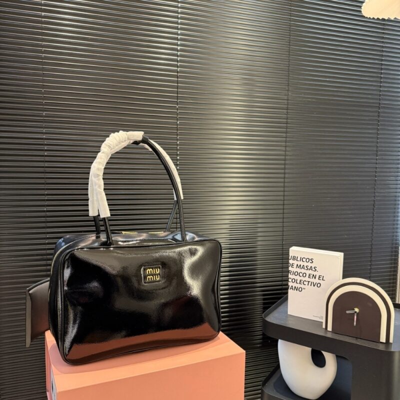 Alternative view of MIUMIU BEAU NAPLAK PATENT LEATHER BAG BLACK 35CM 5BB117 ADNT F0002 V MLN