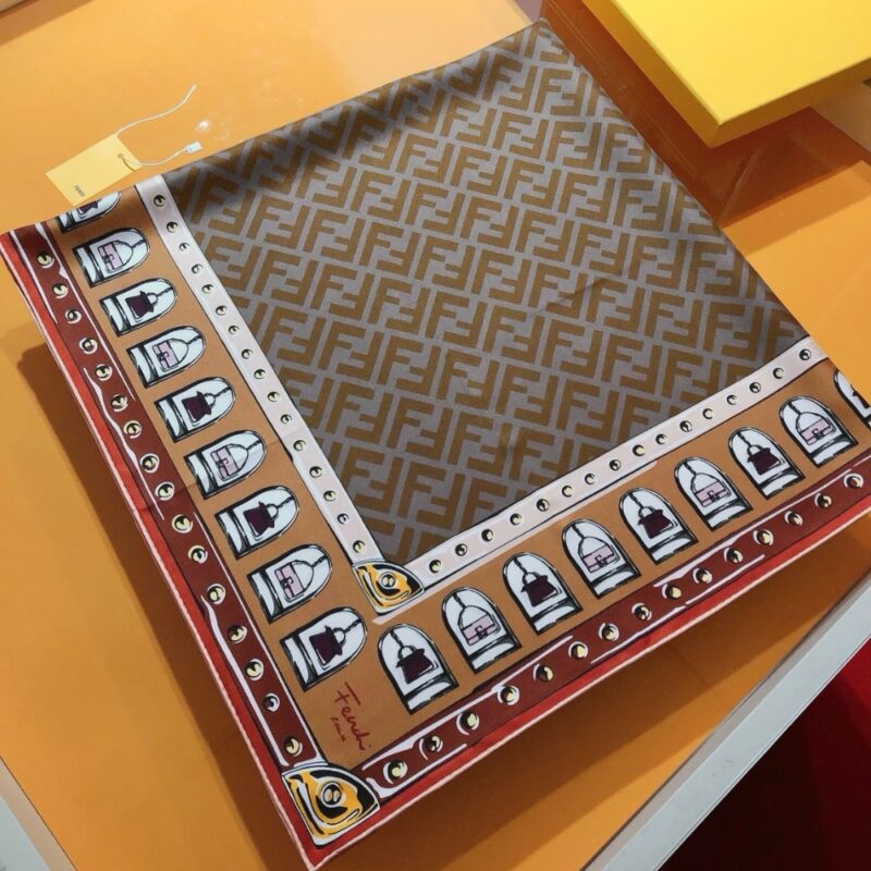 Alternative view of FENDI FF FOULARD BROWN 90CM FXT091AQD6F1N3I
