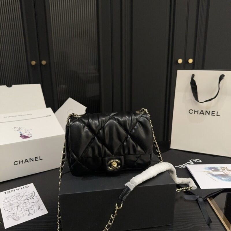 Alternative view of CHANEL PUFFY BUBBLY CC FLAP BAG QUILTED MEDIUM BLACK 20CM