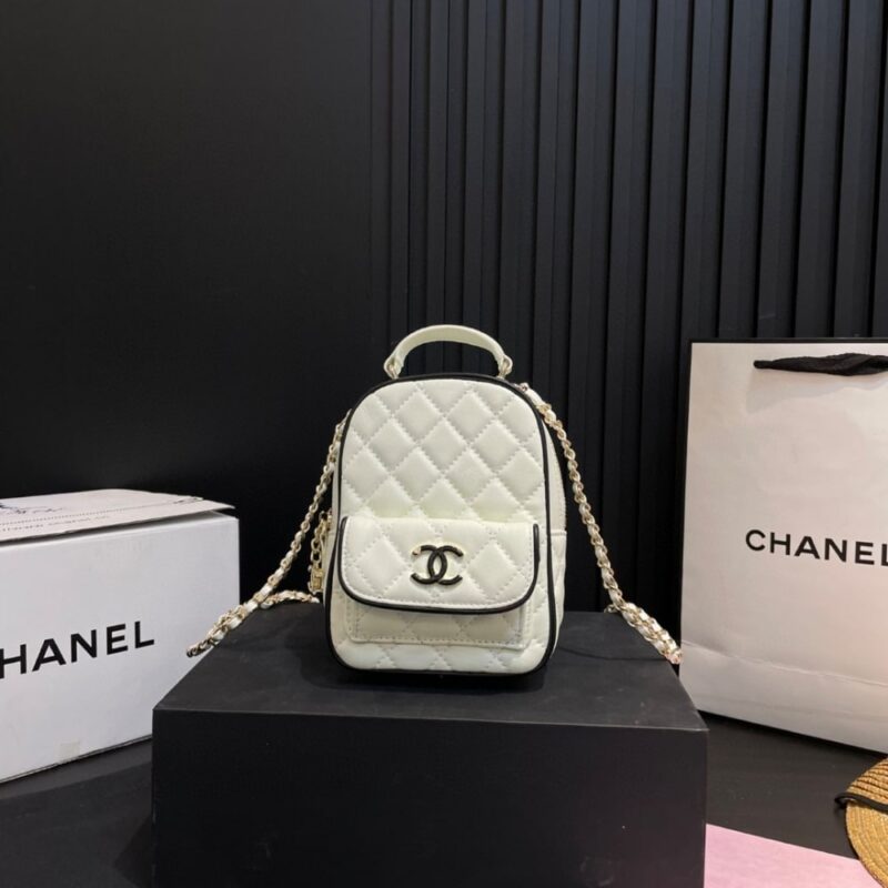 Alternative view of CHANEL MINI BACKPACK WHITE AND BLACK 13CM AP4514 B19460 NAFJQ