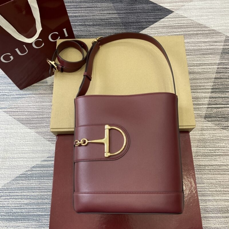 Alternative view of GUCCI 73 SMALL BUCKET BAG ROSSO ANCORA RED LEATHER 20CM 833665 AAEC2 6207