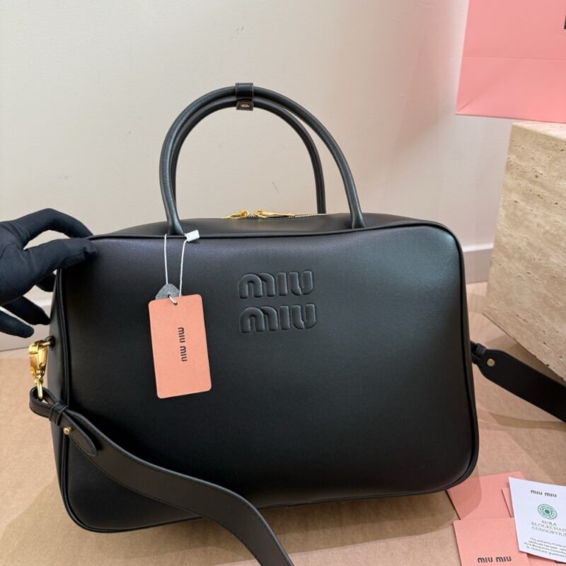 Alternative view of Miumiu Beau Leather Bag Black 34Cm 5BB117 2CRW F0002 V MON