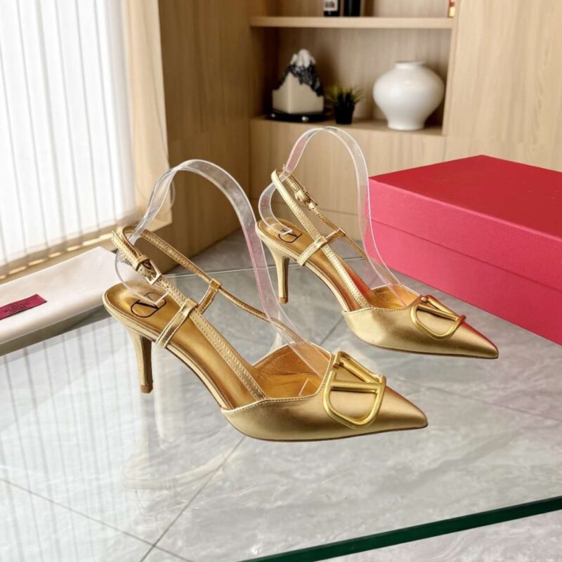 Alternative view of VALENTINO VLOGO SIGNATURE SLINGBACK PUMP IN GOLD