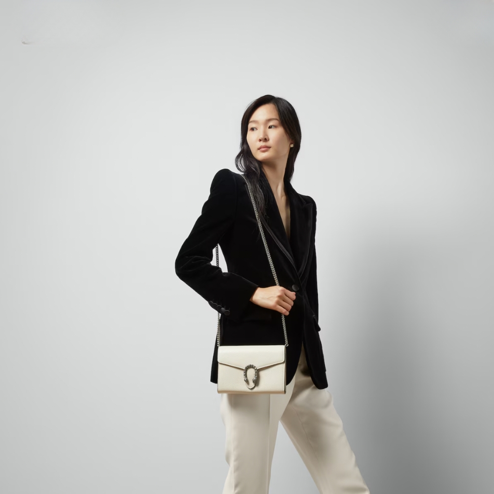 Gucci Dionysus Wallet On Chain White Leather 20Cm 401231 CAOGM 9174 - Image 10