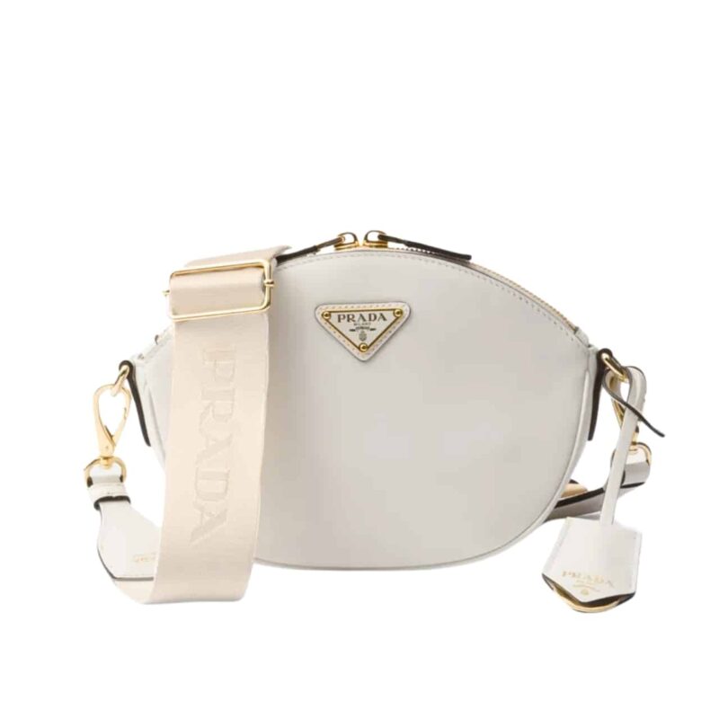 PRADA LEATHER MINI SHOULDER BAG WHITE 21CM