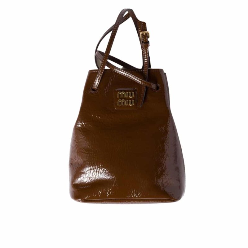 MIUMIU NAPLAK PATENT POUCH PALISANDER 15CM 5NF460 ADNT F0BW5