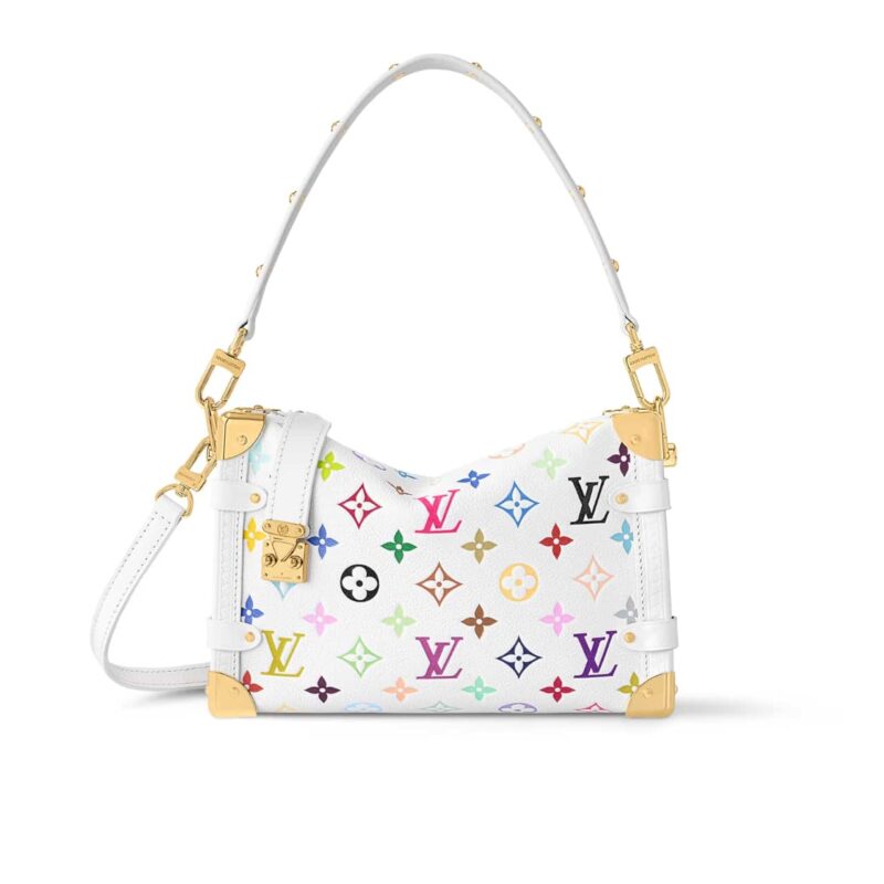 LOUIS VUITTON X TAKASHI MURAKAMI SIDE TRUNK MM BAG MULTICOLORE BLANC 23CM M14046