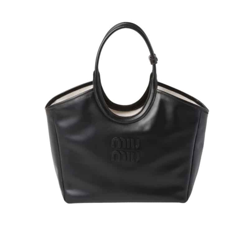 MIUMIU IVY LEATHER TOTE BAG BLACK 23CM 5BG281 2DDJ F0002 V OOO