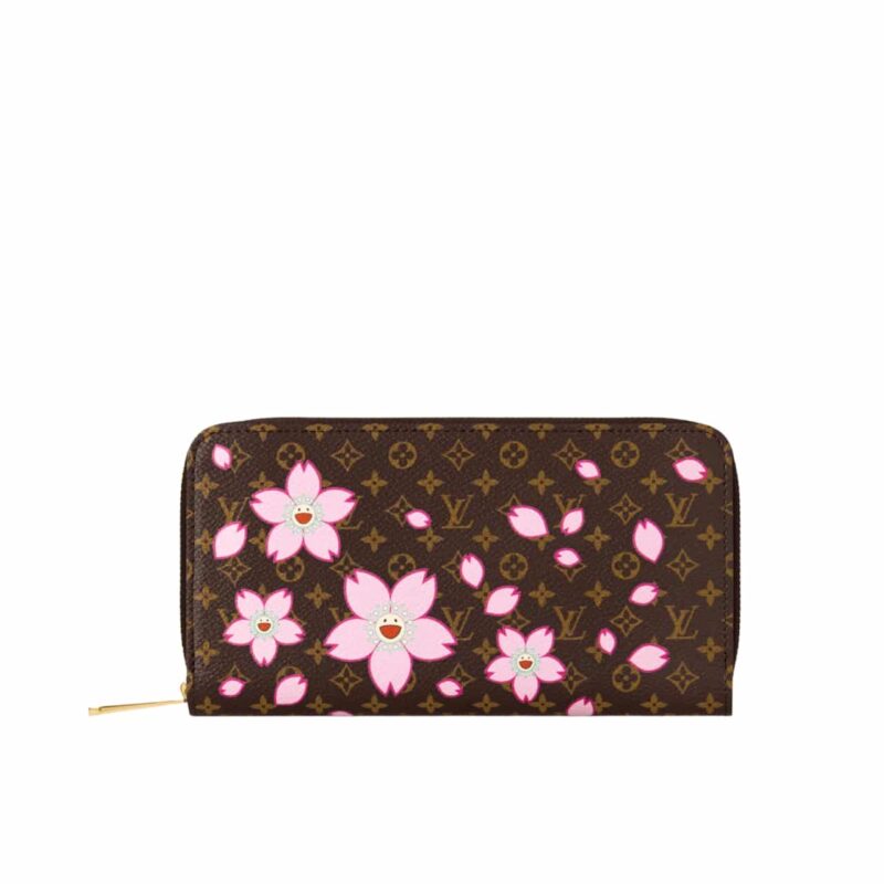 LOUIS VUITTON X TAKASHI MURAKAMI ZIPPY WALLET SAKURA BROWN 19CM M13433