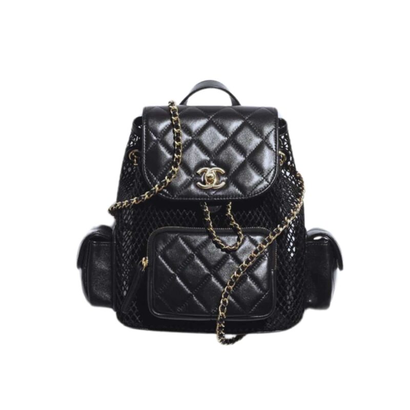 CHANEL MESH BACKPACK BLACK 20CM AS5484 B20127 94305