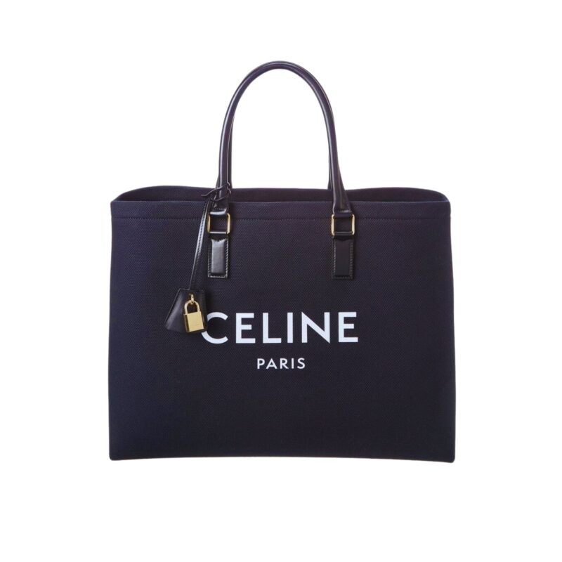 CELINE HORIZONTAL CABAS TOTE CANVAS BLACK 33CM