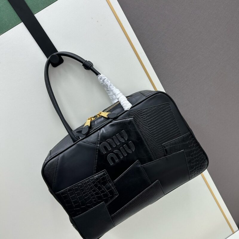 Alternative view of MIUMIU PATCHWORK BEAU BAG BLACK 35CM