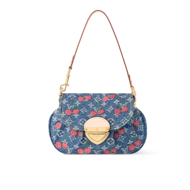 LOUIS VUITTON X TAKASHI MURAKAMI SUNSET MONOGRAM CHERRY DENIM BAG 27CM M13680