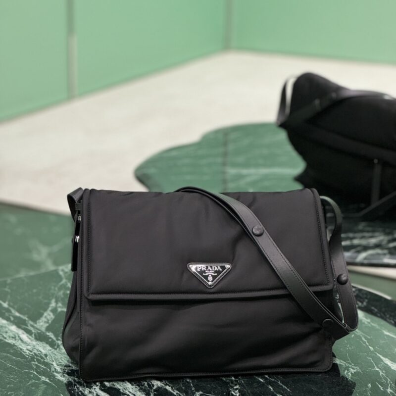 Alternative view of PRADA RE NYLON LARGE PADDED SHOULDER BAG BLACK 30CM 1BD256 RDLN F0002 V OOO