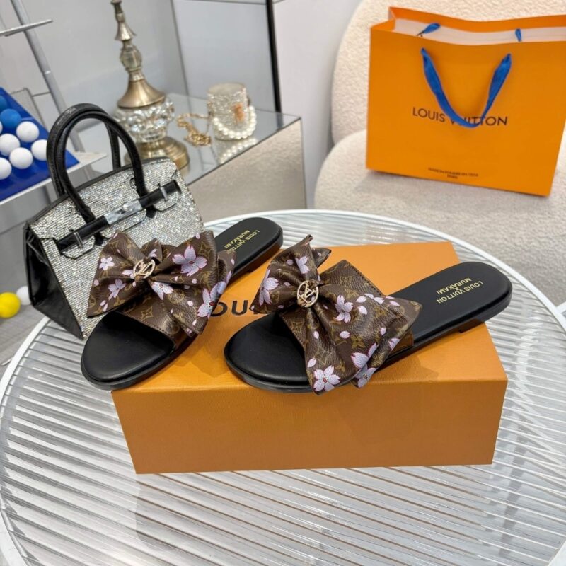 Alternative view of LOUIS VUITTON X TAKASHI MURAKAMI LILY FLAT MULE SAKURA BROWN 1AGVYB