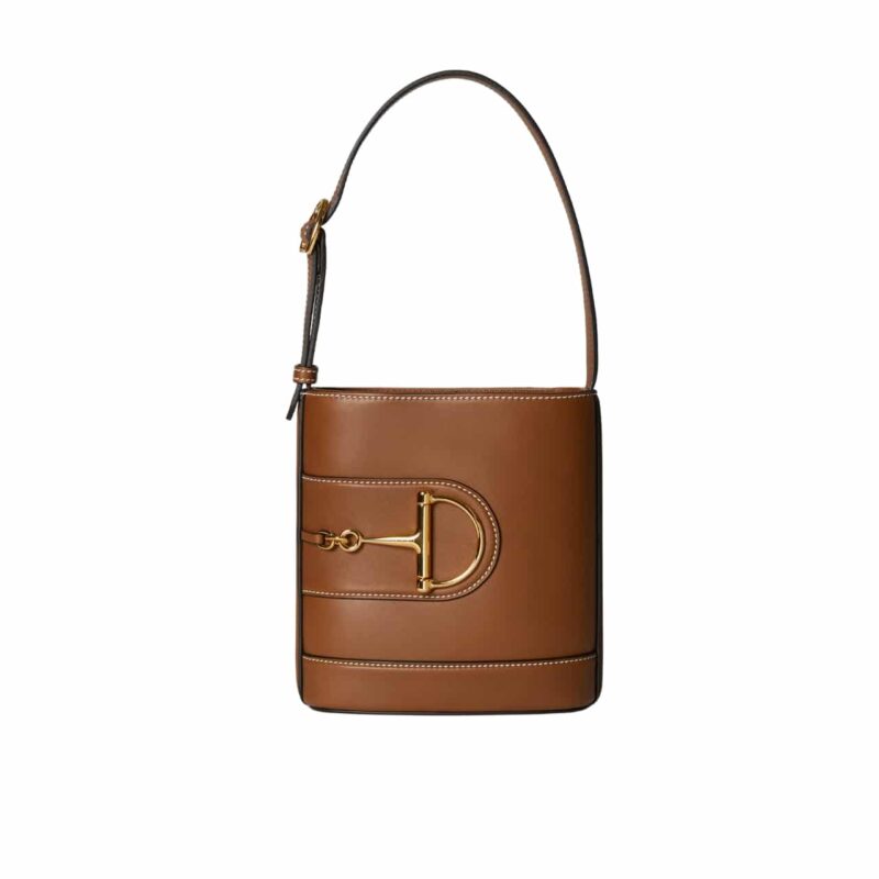 GUCCI 73 SMALL BUCKET BAG BROWN SMOOTH LEATHER 20CM 833665 AAEC2 2718