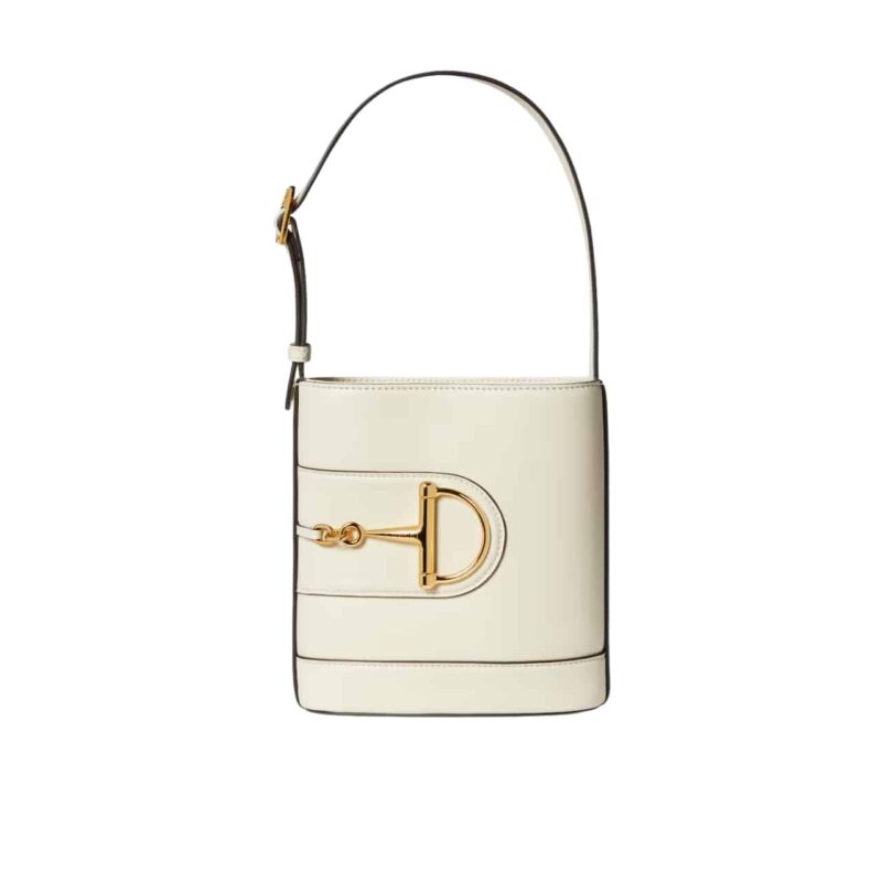 GUCCI 73 SMALL BUCKET BAG WHITE SMOOTH LEATHER 20CM 833665 AAEC2 9540